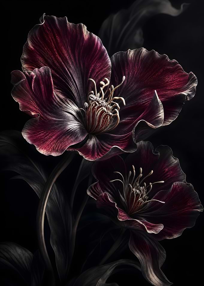 Dark Moody Deep Red Flowers