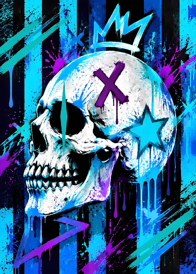 Graffiti Style Skull with Crown