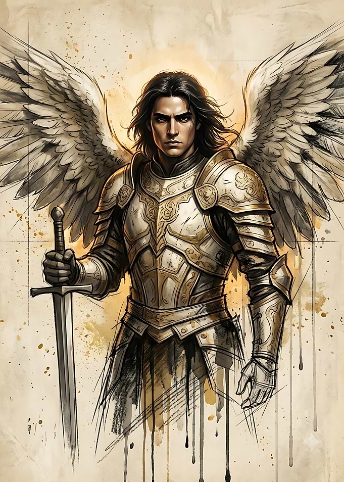 Warrior Angel with Sword Sketch