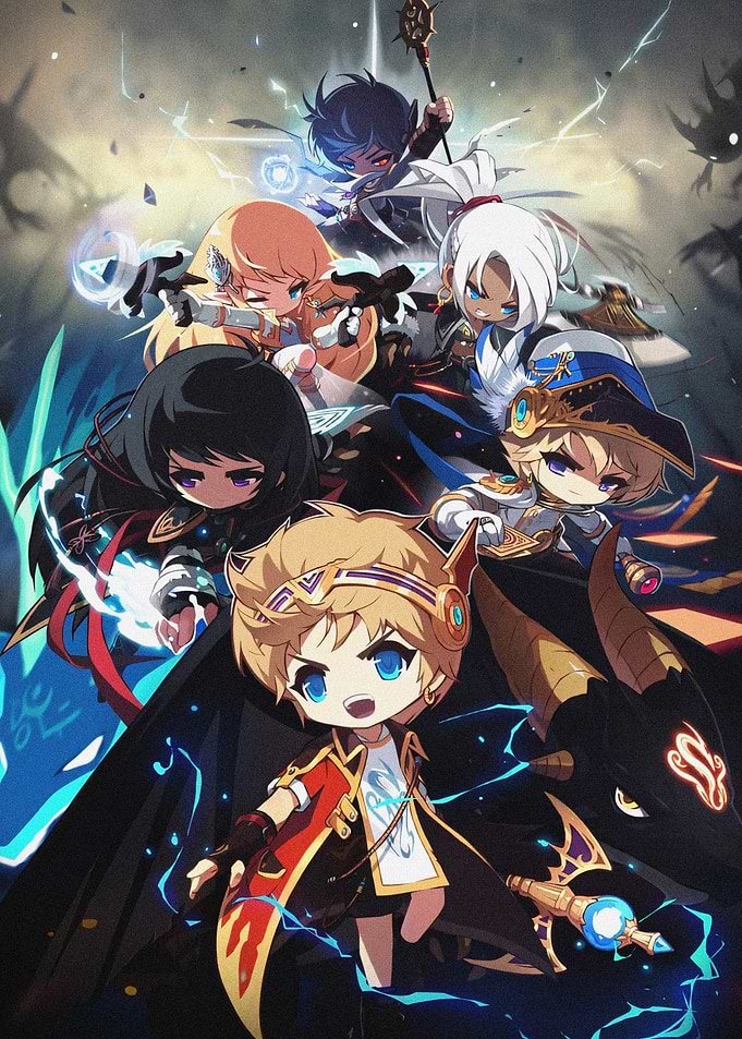 MapleStory Chibi Character Group Illustration