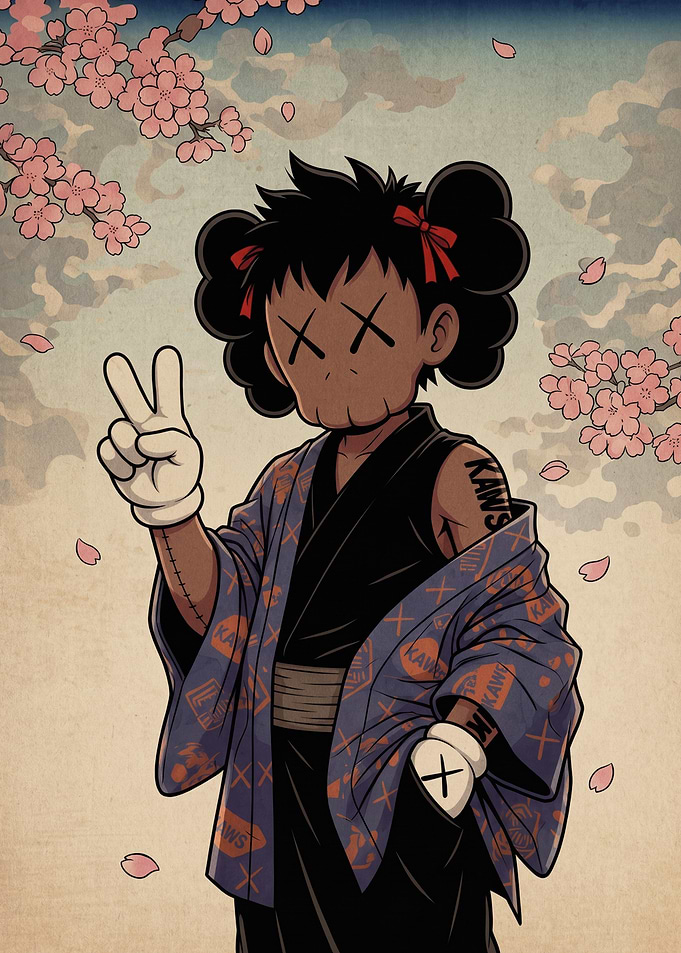 KAWS Character in Traditional Kimono