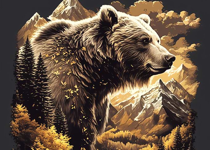 Majestic Grizzly Bear Mountain Landscape