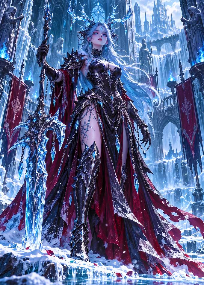 Ice Queen Warrior in Frozen Castle