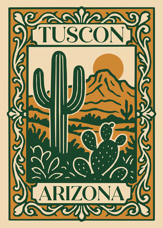 Vintage Style Tucson Arizona Desert Poster