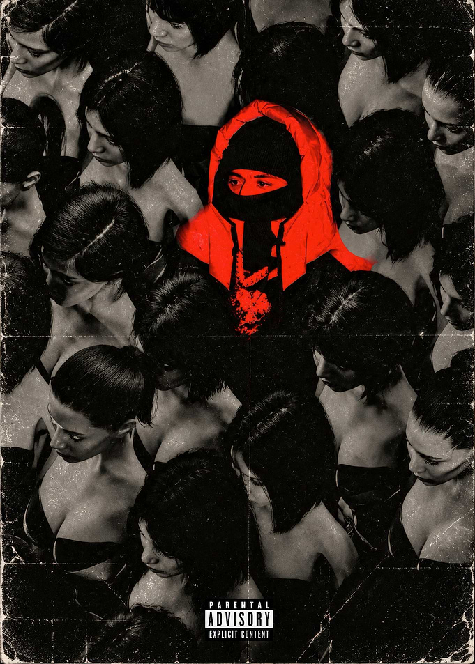 Red Hooded Figure Amidst Crowd