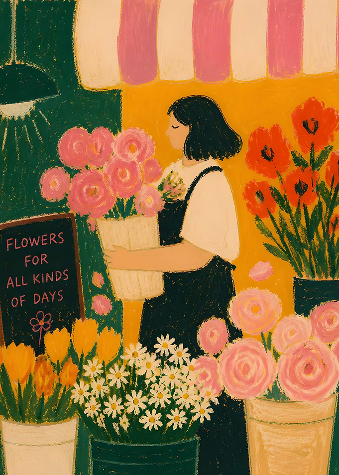 Woman Working in a Flower Shop