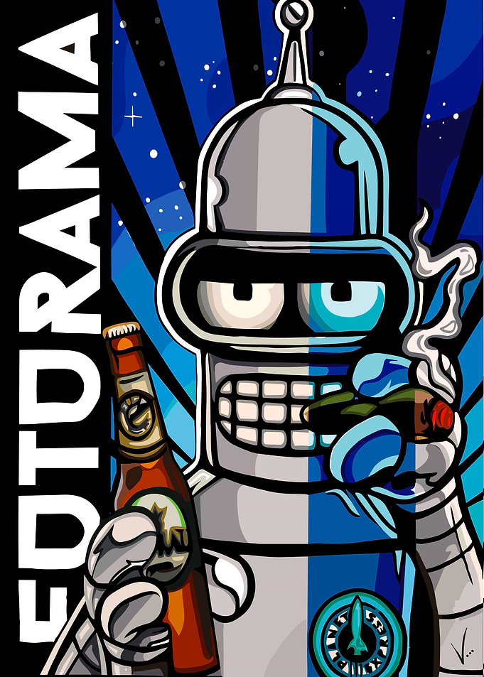 Bender Futurama Pop Art Poster