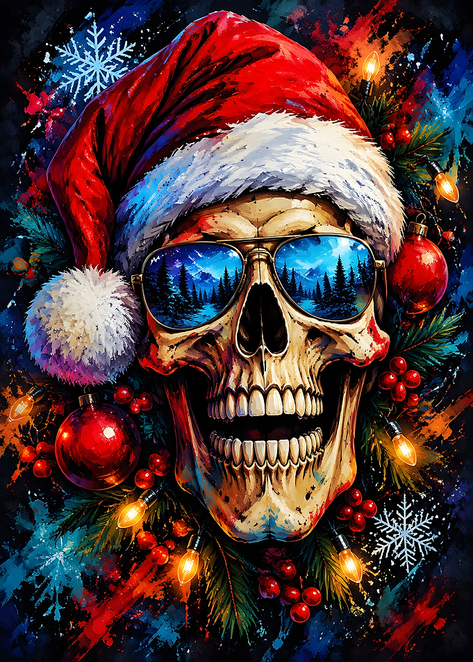Cool Santa Skull Christmas Art
