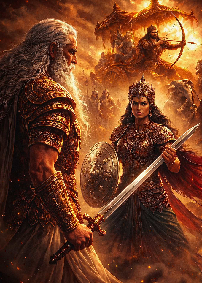 Epic Mahabharata War Art Poster
