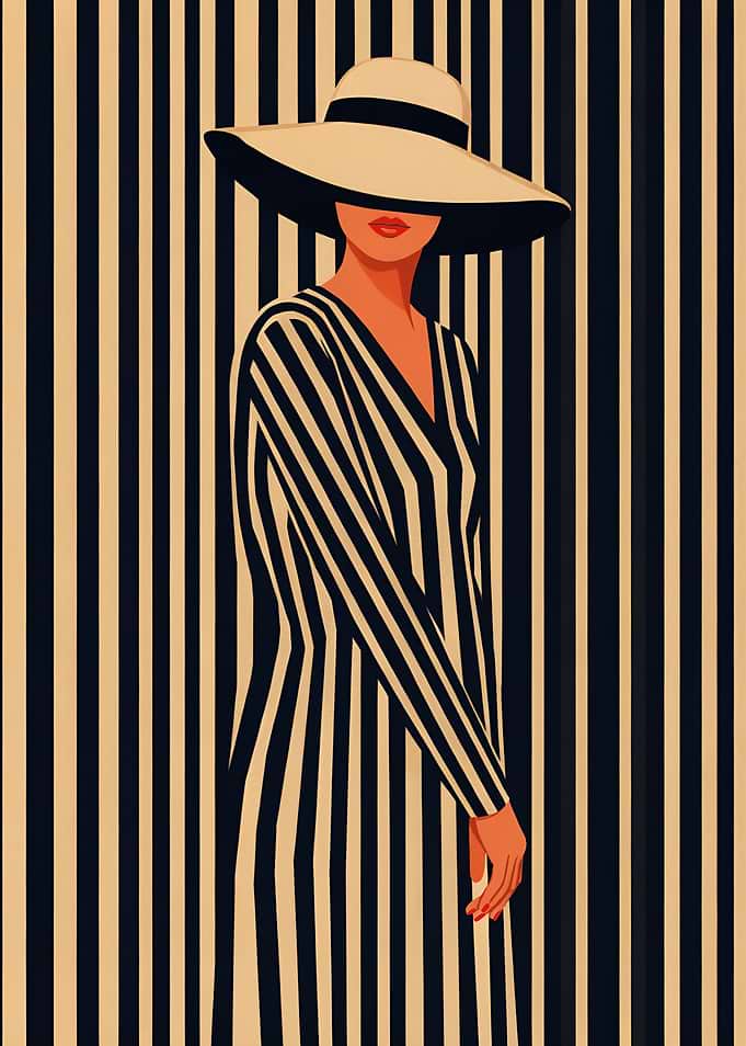 Elegant Woman in Striped Dress