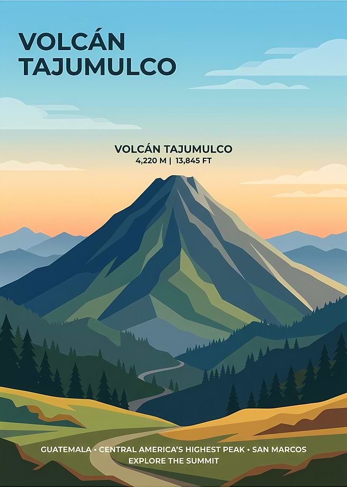 Volcan Tajumulco Travel Poster