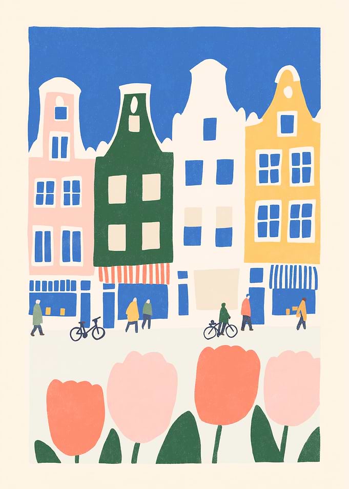 Amsterdam Tulips - Canal Houses Poster