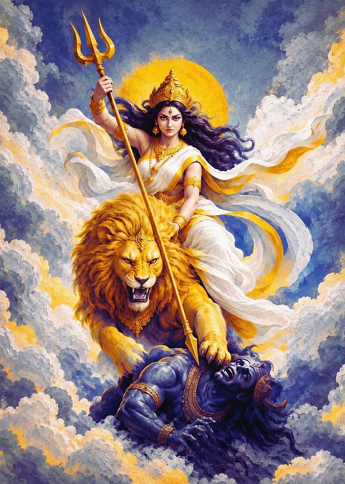 Durga Goddess Lion Fantasy Art