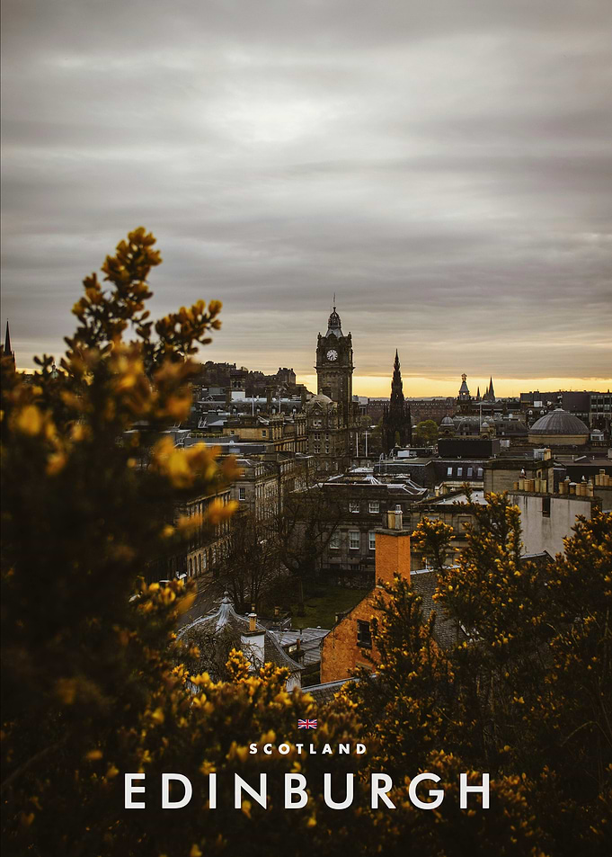 Edinburgh Scotland Cityscape Travel Poster