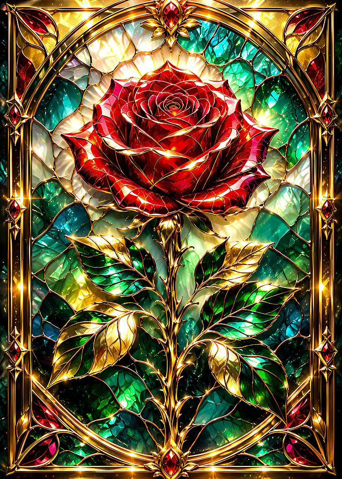 Stained Glass Enchanted Rose