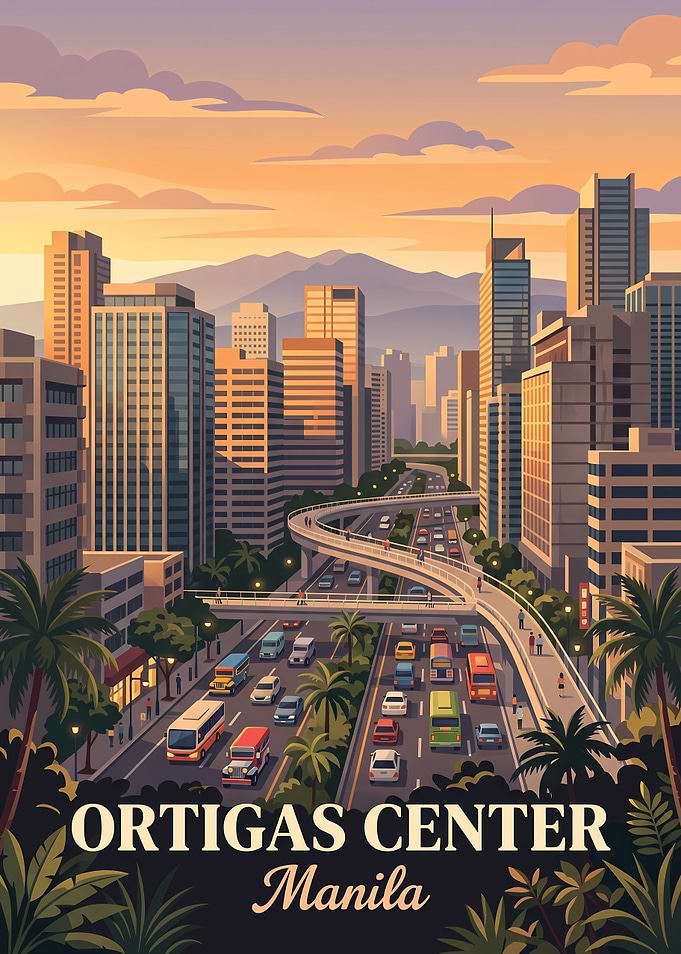 Ortigas Center Manila Cityscape Poster