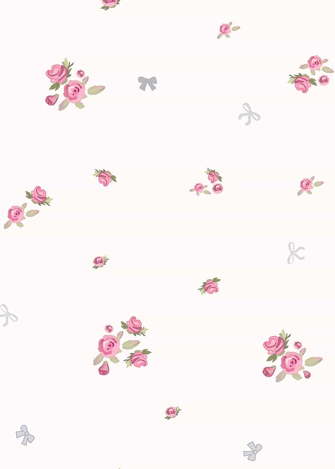 Floral and Bow Pattern Wallpaper