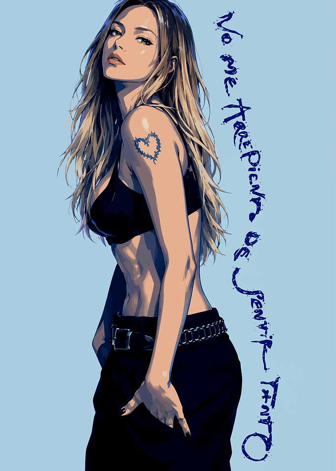 Karol G with Heart Tattoo Illustration