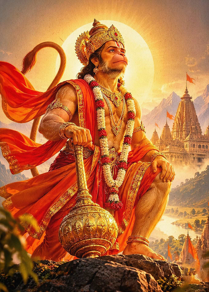 Lord Hanuman Hindu Deity Art Poster