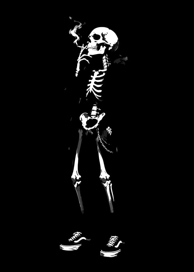 Smoking Skeleton in Streetwear