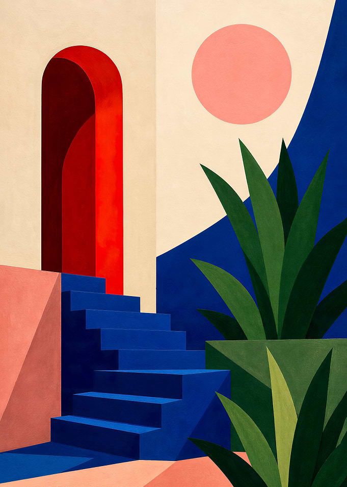 Minimalist Architectural Archway and Stairs