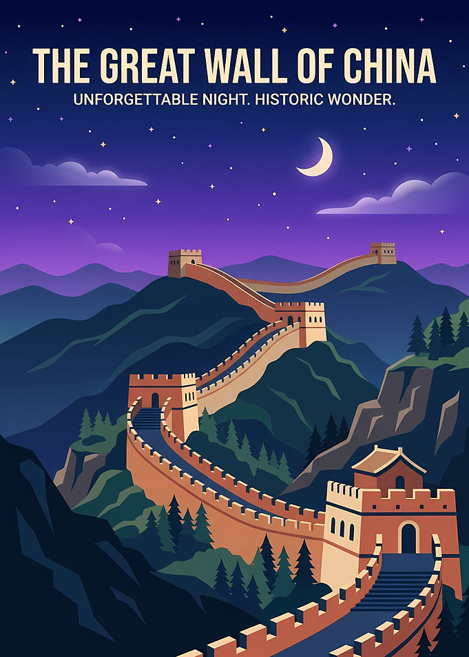 Great Wall of China Travel Poster