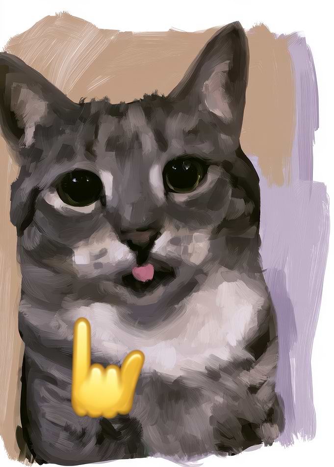 Digital Painting of a Rocking Cat