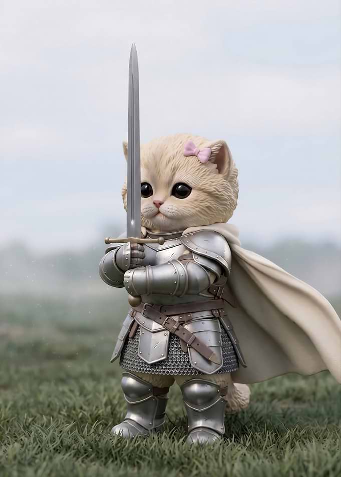 Cute Kitten Knight in Armor