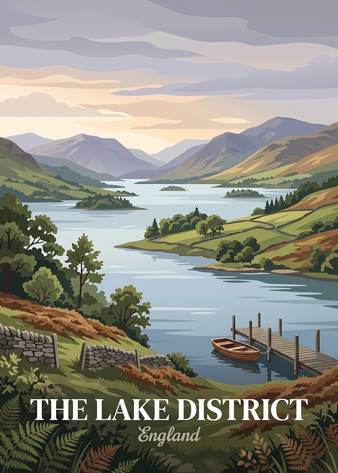 The Lake District England Travel Poster