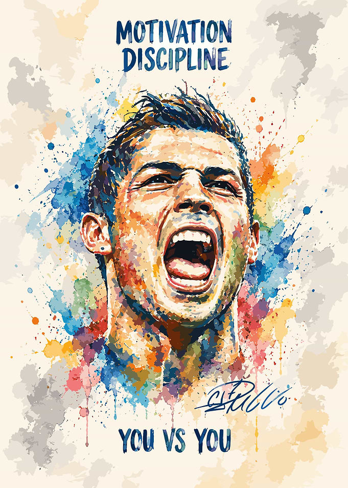 Cristiano Ronaldo Motivational Watercolor Portrait
