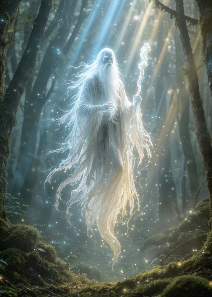 Ethereal Ghostly Wizard in Forest
