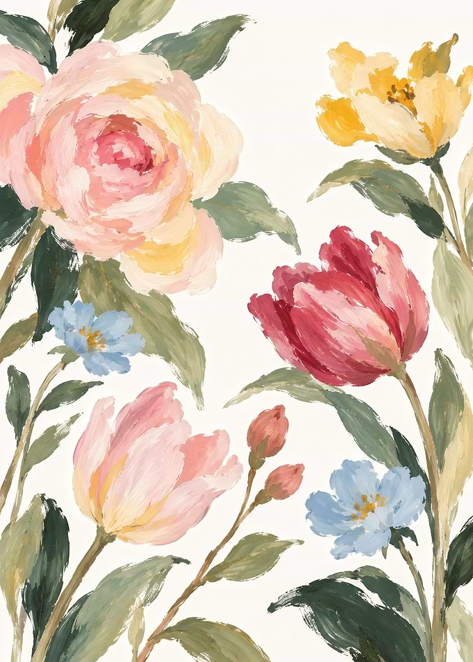 Soft Pastel Floral Oil Painting