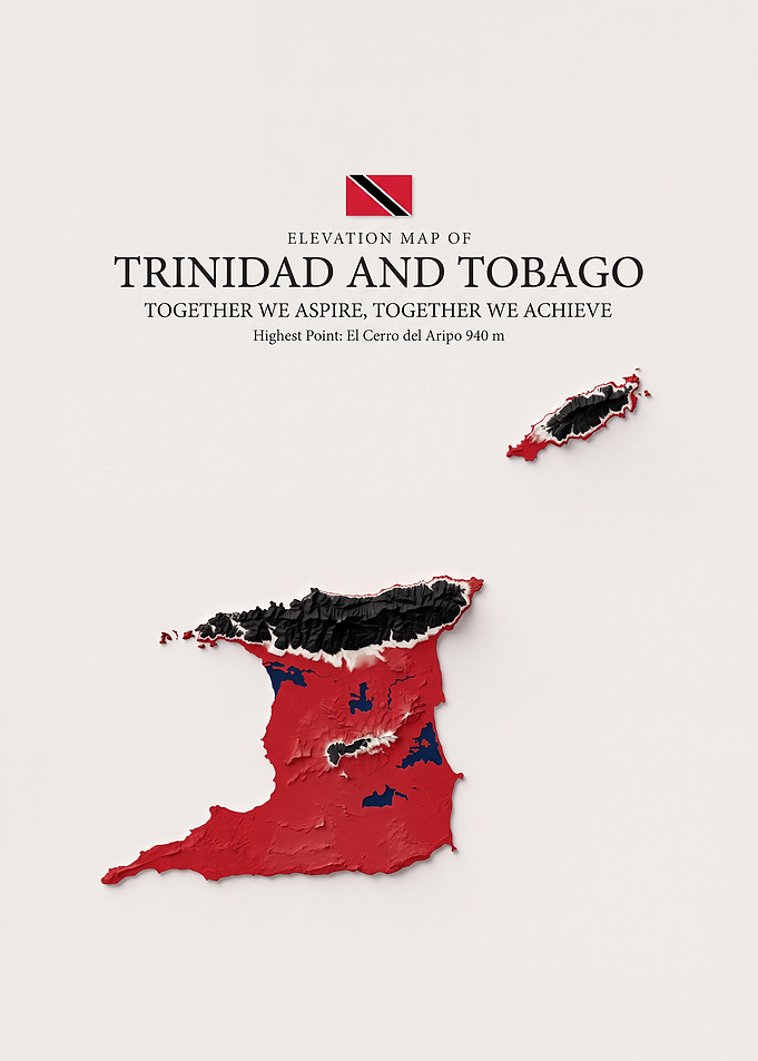 Elevation Map of Trinidad and Tobago