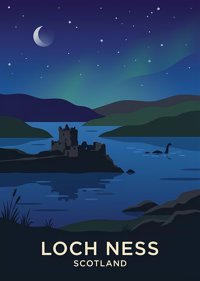 Loch Ness Scotland Travel Poster