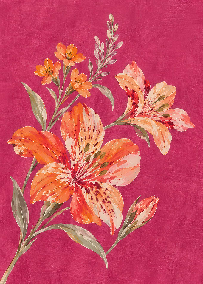 Vibrant Orange Alstroemeria Floral Painting