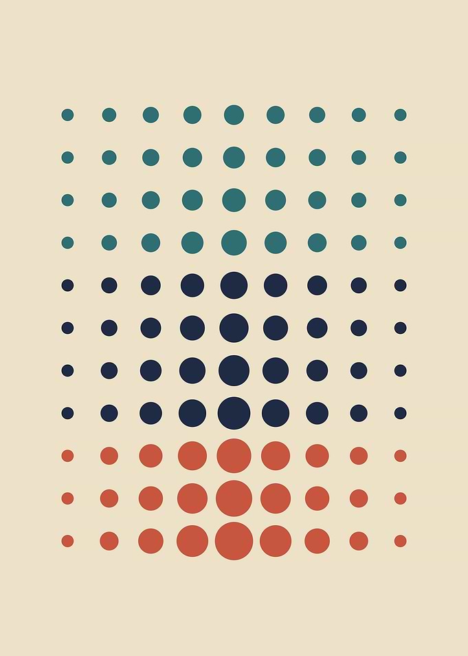 Dot Grid Gradient Abstract Mid Century Print