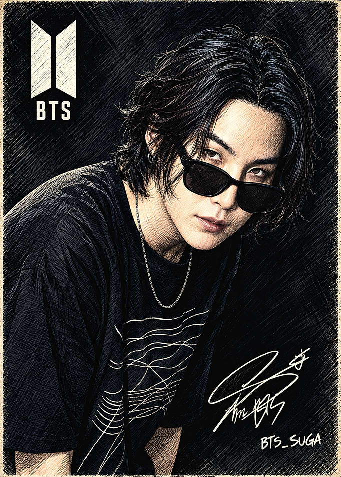 BTS Suga Sketch Style Portrait