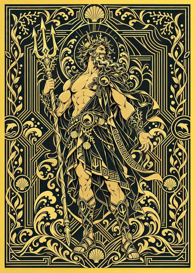 Poseidon God of the Sea Illustration