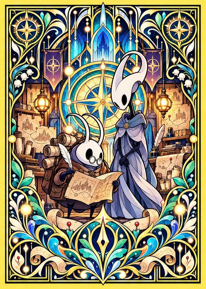 Hollow Knight Cartographer and Hornet Art