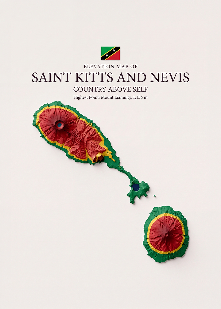 Elevation Map of Saint Kitts and Nevis