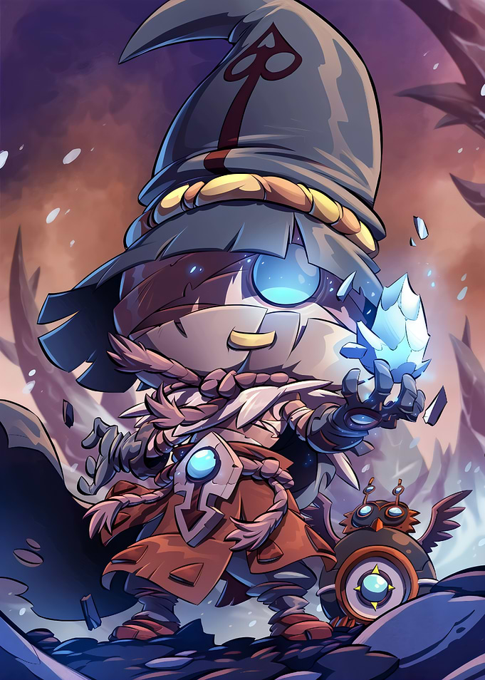 Chibi Mage with Magical Crystal