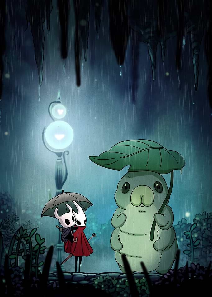 Hollow Knight Characters in the Rain