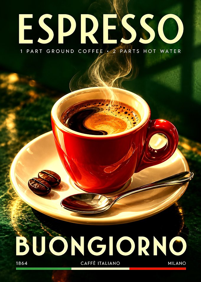 Vintage Italian Espresso Coffee Poster