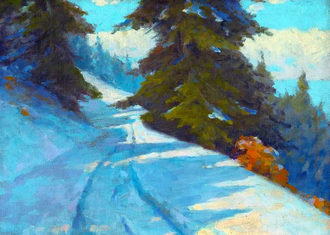 Winter Landscape by Ludovit Cordak Snow Painting