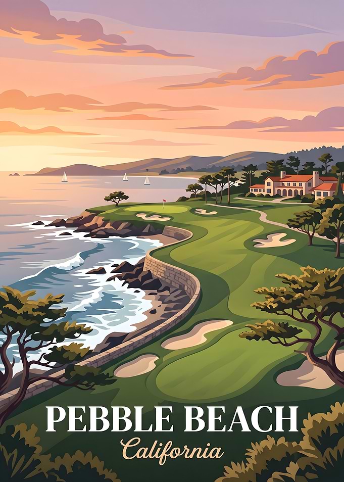 Pebble Beach California Golf Poster