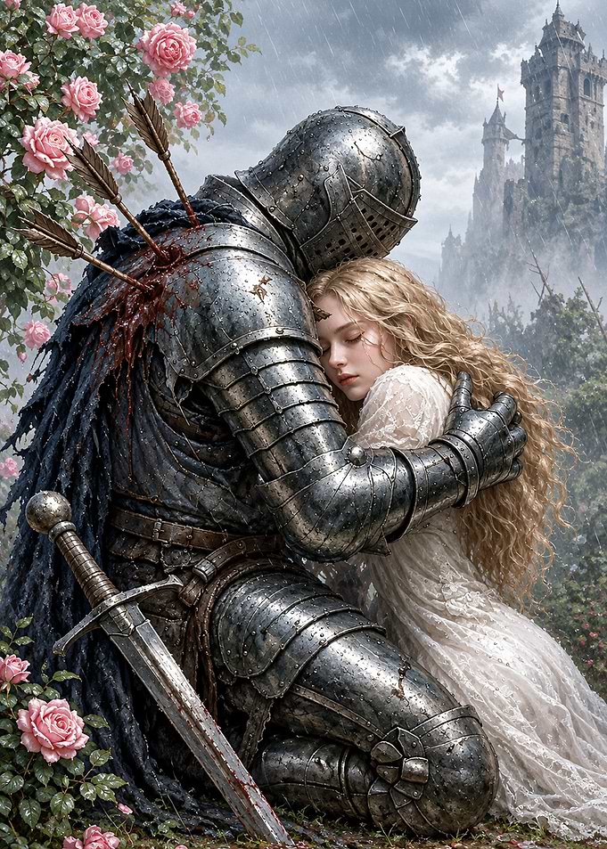 Wounded Knight Embracing a Maiden