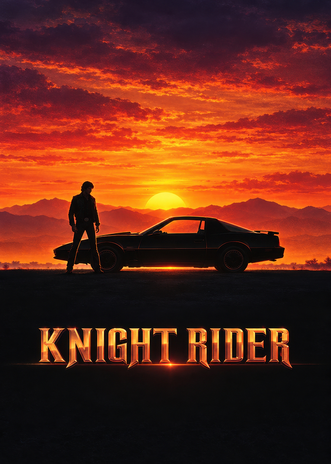 Knight Rider Sunset Silhouette Poster