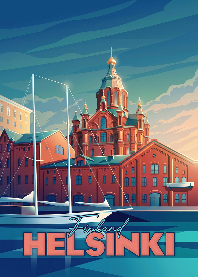 Helsinki Finland Travel Poster