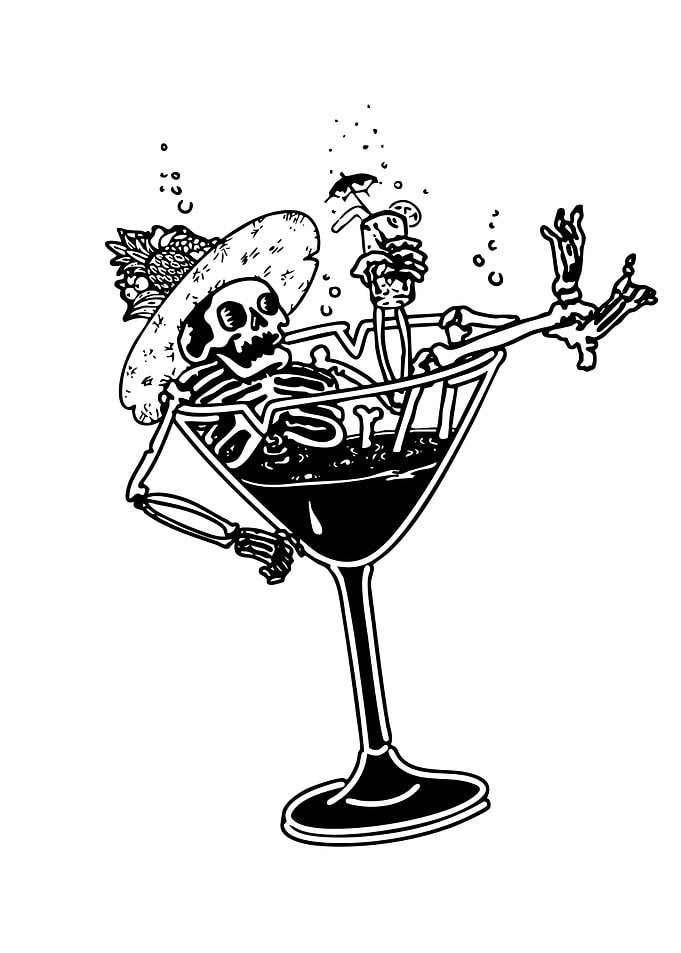 Skeleton Relaxing in a Martini Glass