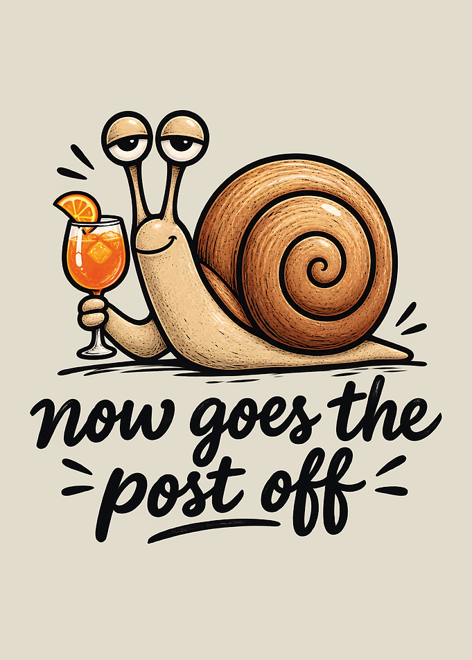 Relaxed Snail Drinking Cocktail Illustration